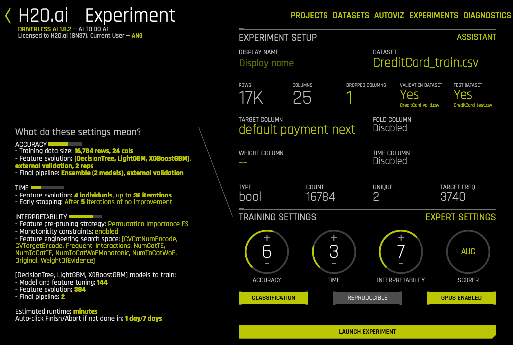 Experiment settings